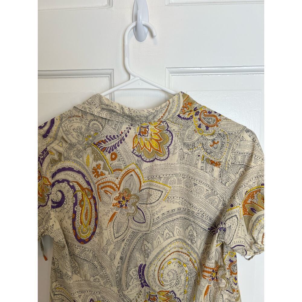 Richards Floral Paisley Button Down Tie Sleeve Geometric Print Women's 1 S/M - Picture 6 of 10